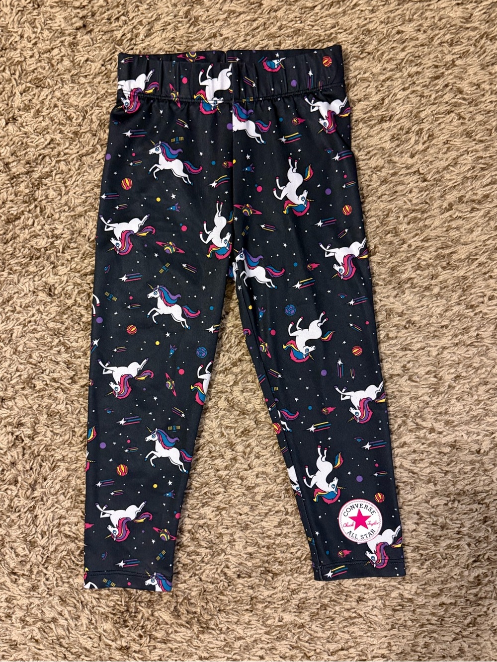 Converse Black Leggings with White Unicorn & Rainbow Accents